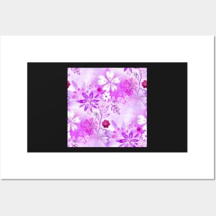 Pink and Purple Floral Watercolor Posters and Art